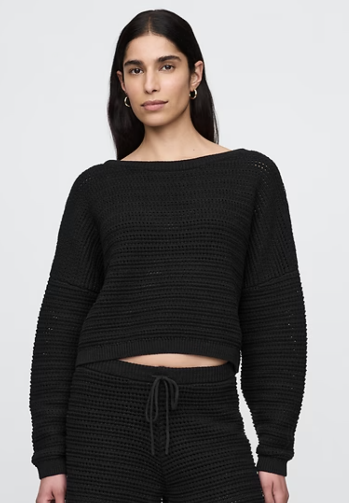 Gap, Crochet Boatneck Crop Sweater