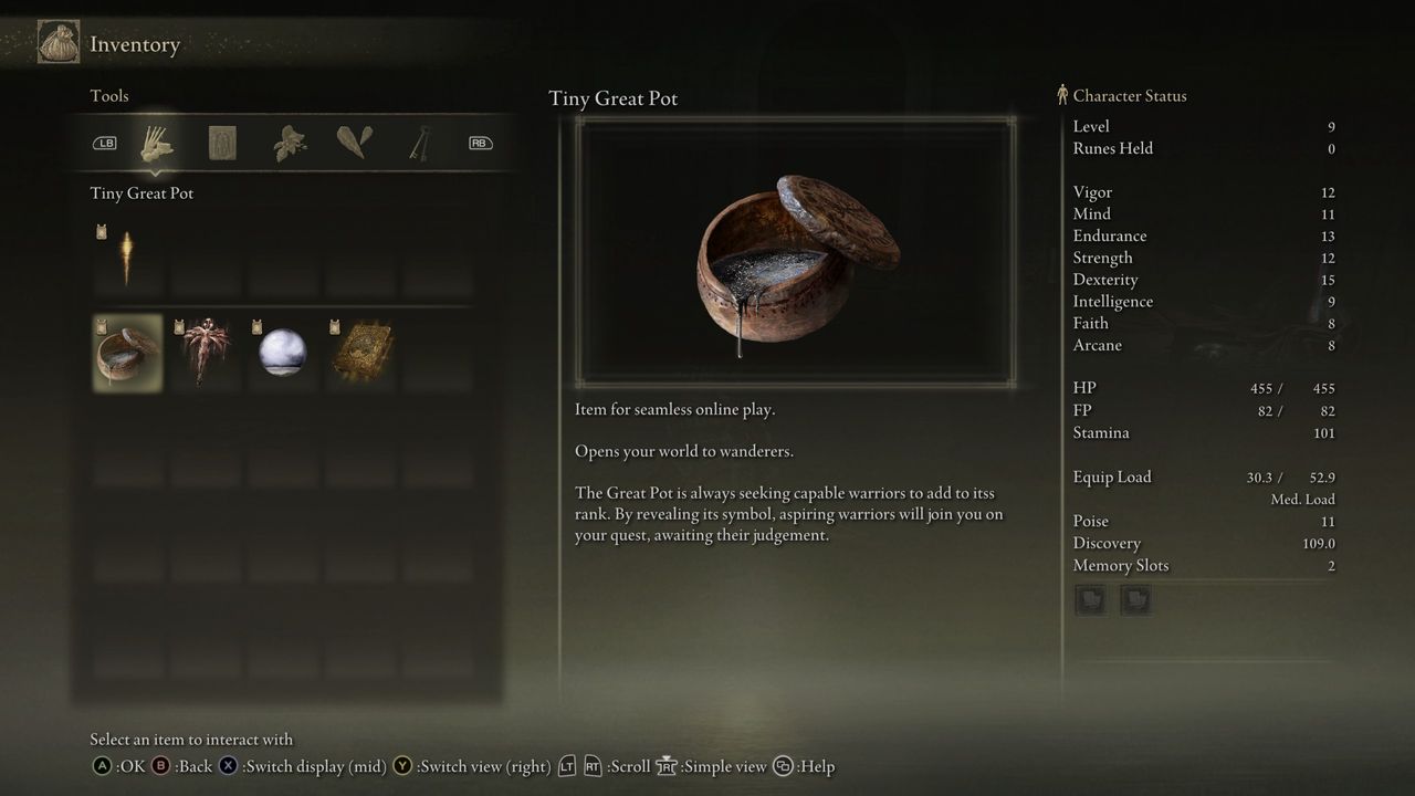 Seamless co-op item to open your world to another player