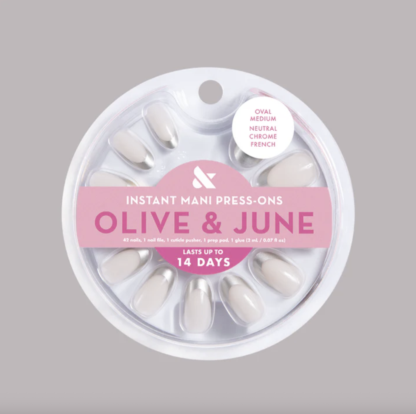 Olive &amp;amp; June, Neutral Chrome French Press-On Nails