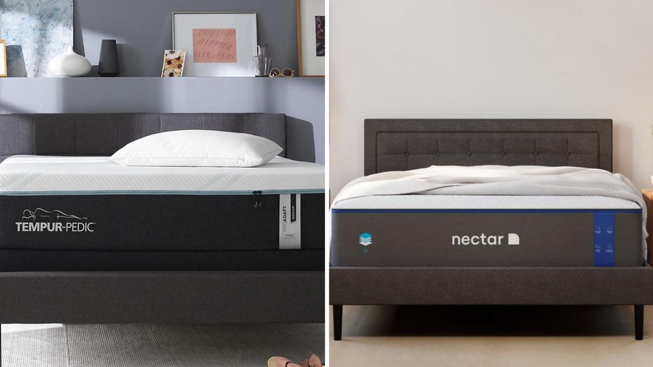 The Tempur-Pedic ProAdapt Mattress next to the Nectar Memory Foam Mattress.