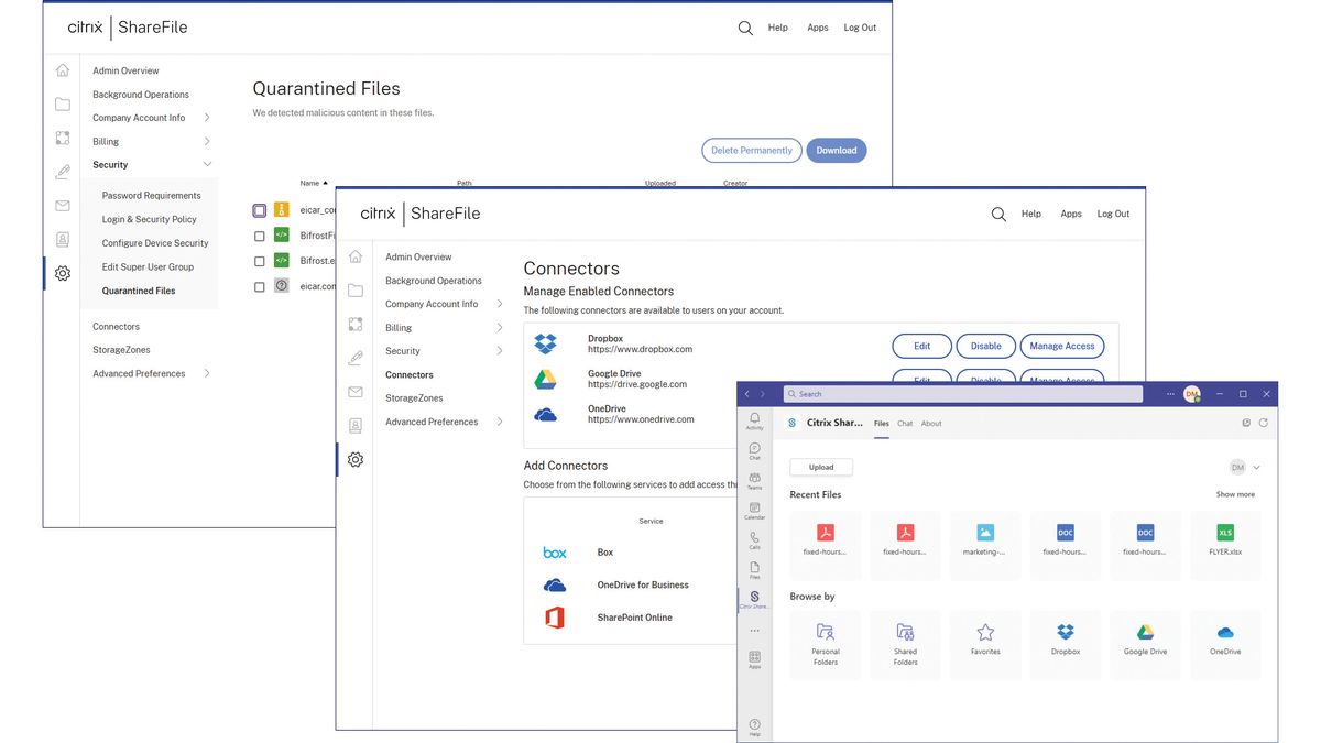 The ShareFile user interface 