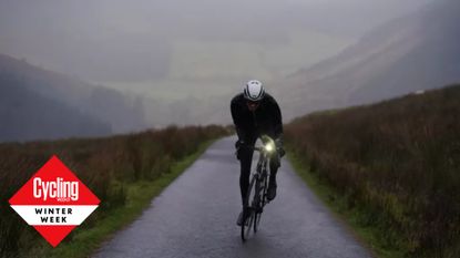 Image shows a rider wearing one of the best winter cycling jackets.