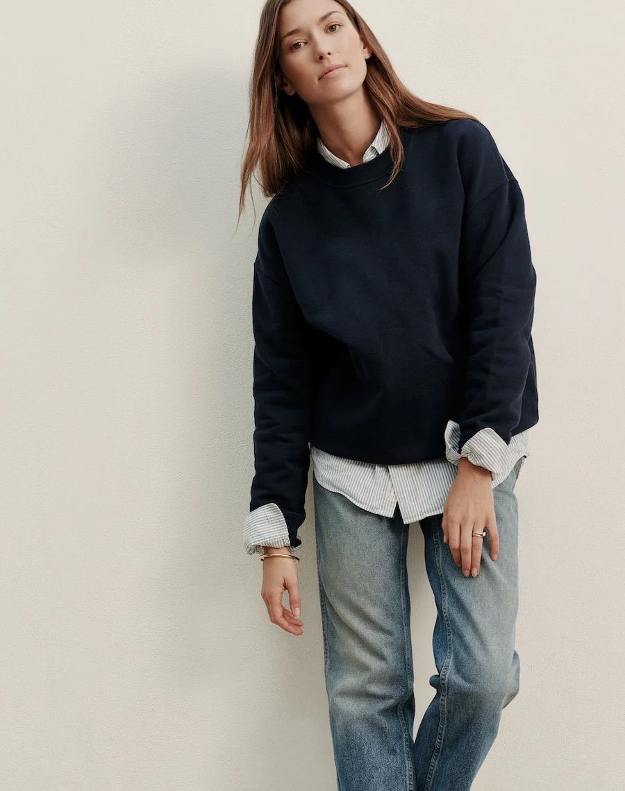 Smooth Cotton Crew Neck Jumper