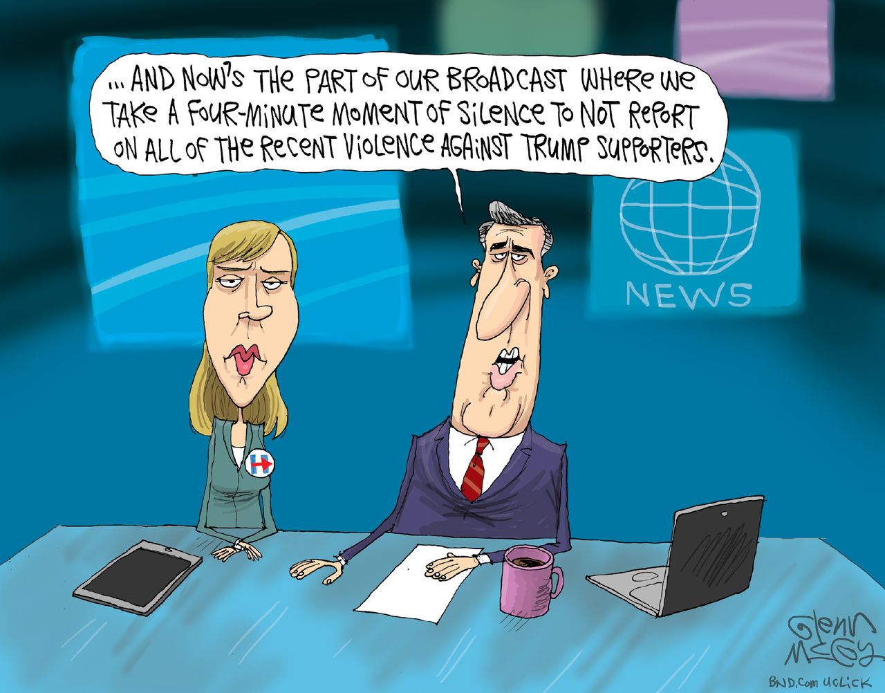 Poltiical cartoon U.S. Media Trump Supporters