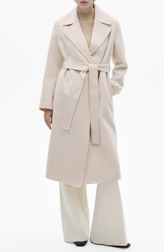 Wool Blend Wrap Coat