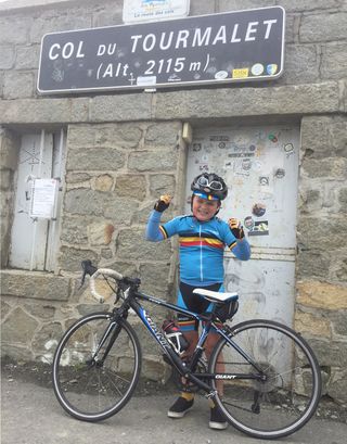 Alfie Earl Tourmalet summit on his own