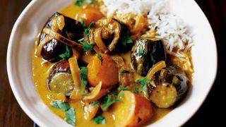 Aubergine and potato curry