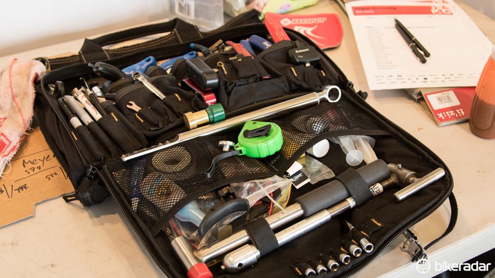 The tool bag of Jeff Crombie from Drapac. We spent a full day with Jeff while at the Tour Down Under - look out for a full feature soon