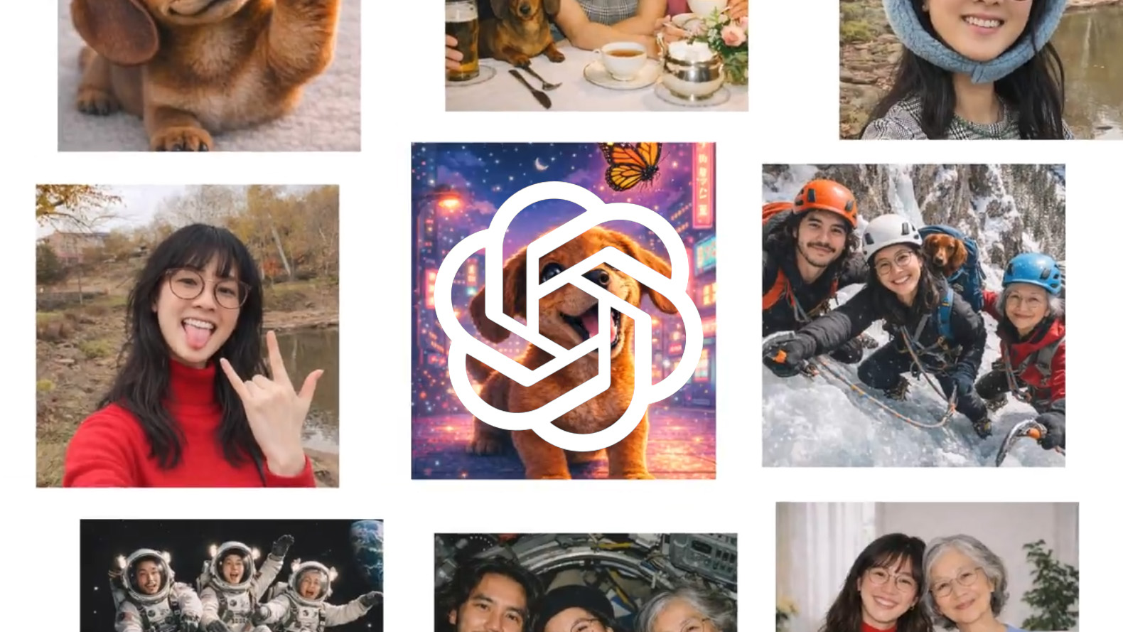 OpenAI logo with ChatGPT images promotional video screencap