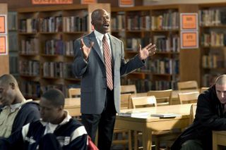 samuel l jackson speaks before a class of students in coach carter