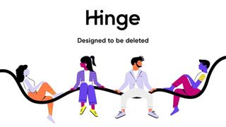 Hinge ad using Corporate Memphis art style