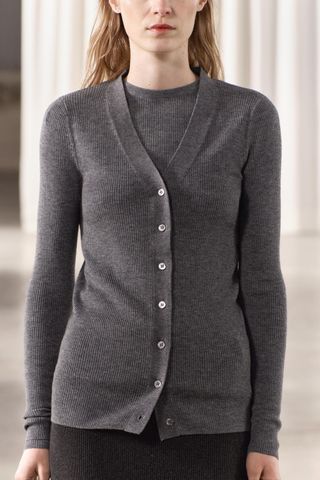 Wool and Cashmere Blend Rib Cardigan