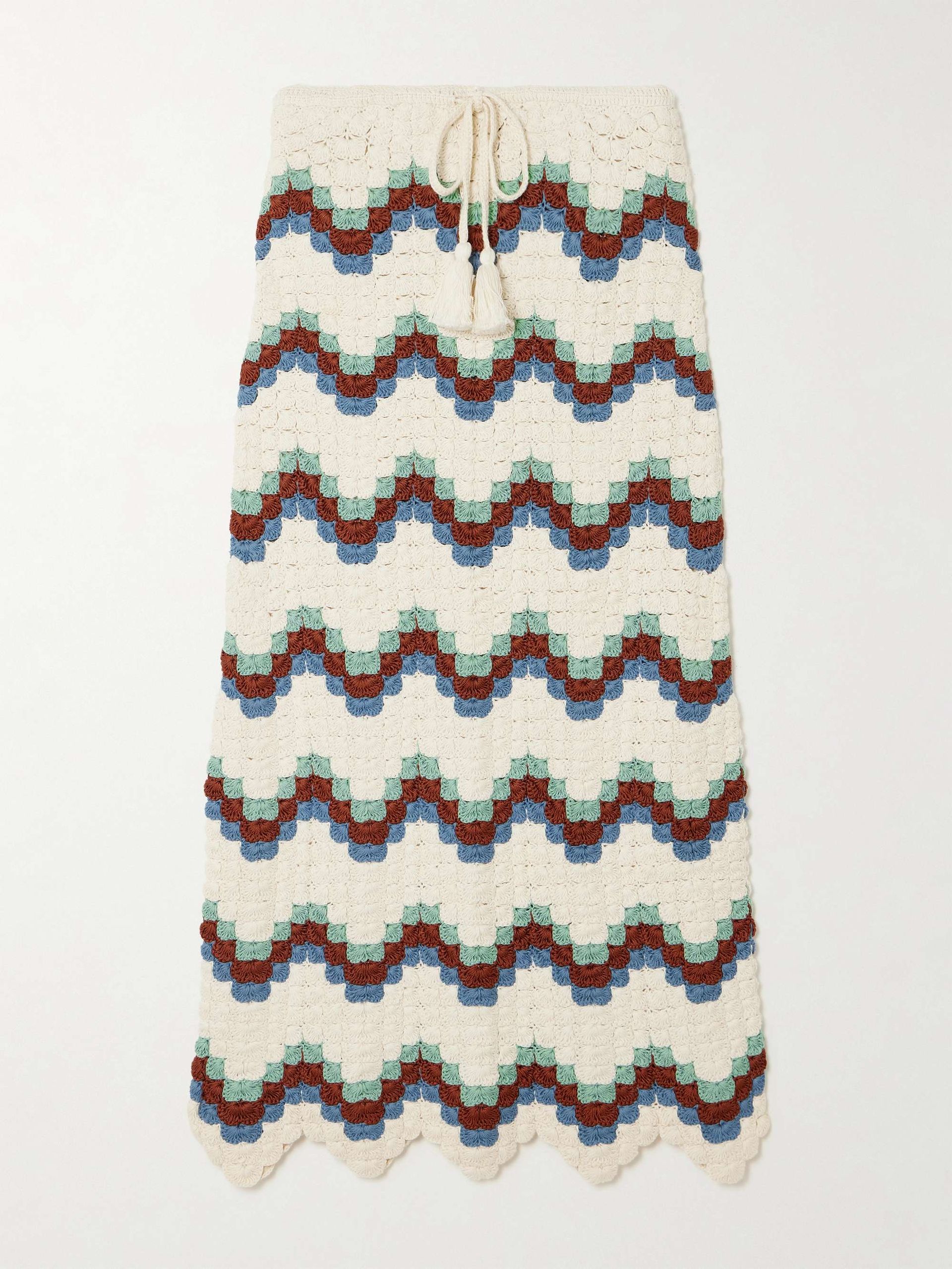 Safi Scalloped Crocheted Organic Cotton Midi Skirt
