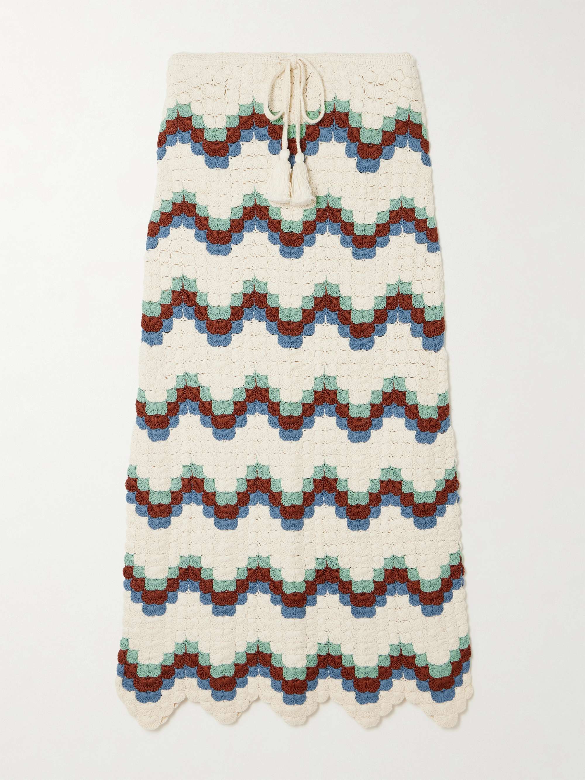 Safi Scalloped Crocheted Organic Cotton Midi Skirt