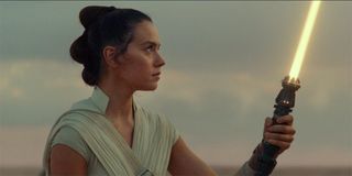 Rey with yellow lightsaber Star Wars The Rise Of Skywalker ending