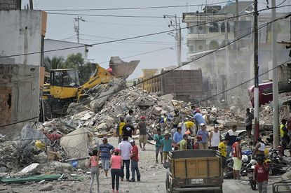 Destruction in the town of Pedernales, Ecuador.