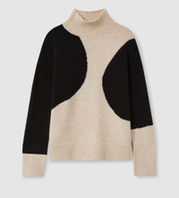 Georgia Colourblock Roll Neck Jumper in Oatmeal/Black | Was £138 now £58