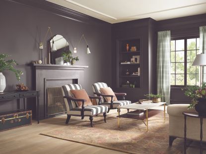 Dark gray painted living room