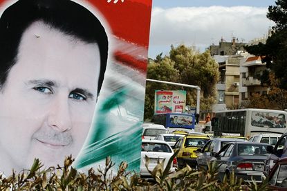 A banner in Damascus featuring Bashar al-Assad.