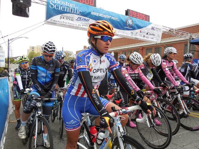 U.S. national road champion Jade Wilcoxson (Optum Pro Cycling presented by Kelly Benefit Strategies) showed off the stars and stripes on the start line.