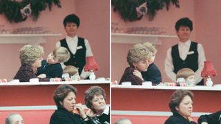 Two photos of Prince William and Princess Diana in 1990