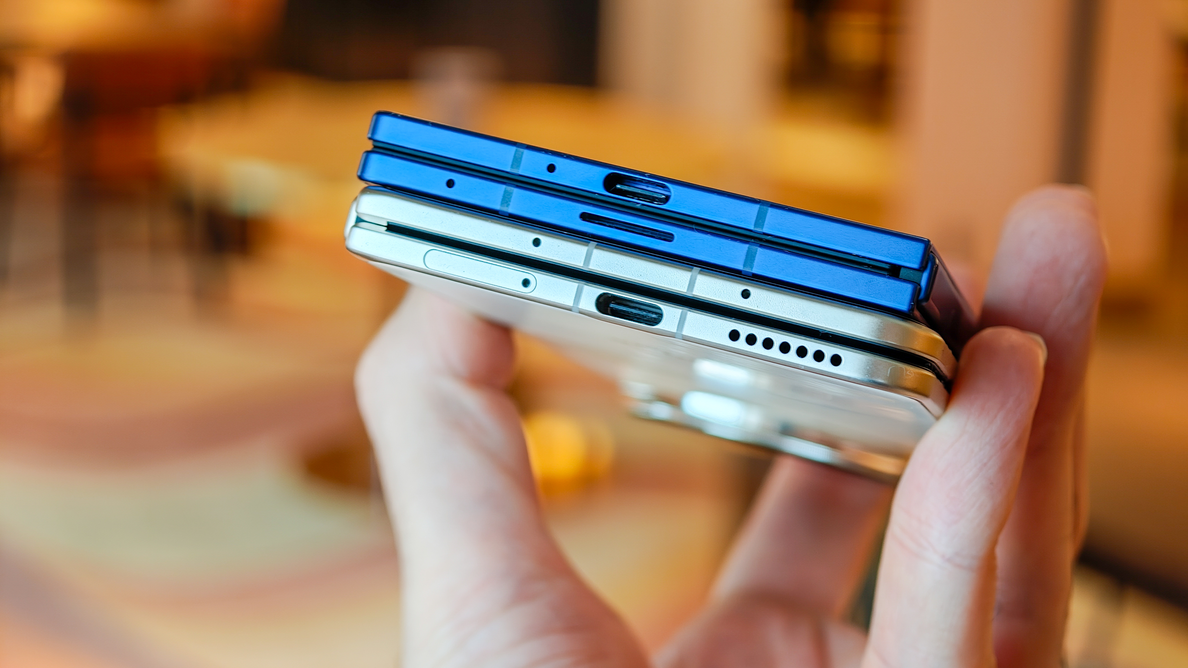 A photo of the Honor Magic V5 and Samsung Galaxy Z Fold 7