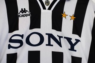 A close-up of Juventus' 1996/97 Kappa home shirt