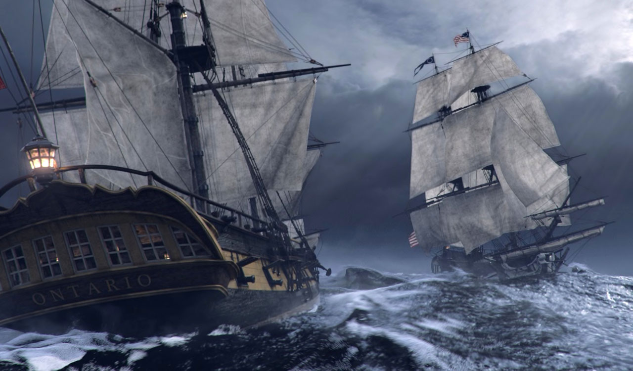 Best graphic design software: 3ds Max screenshot featuring sailing ships at sea