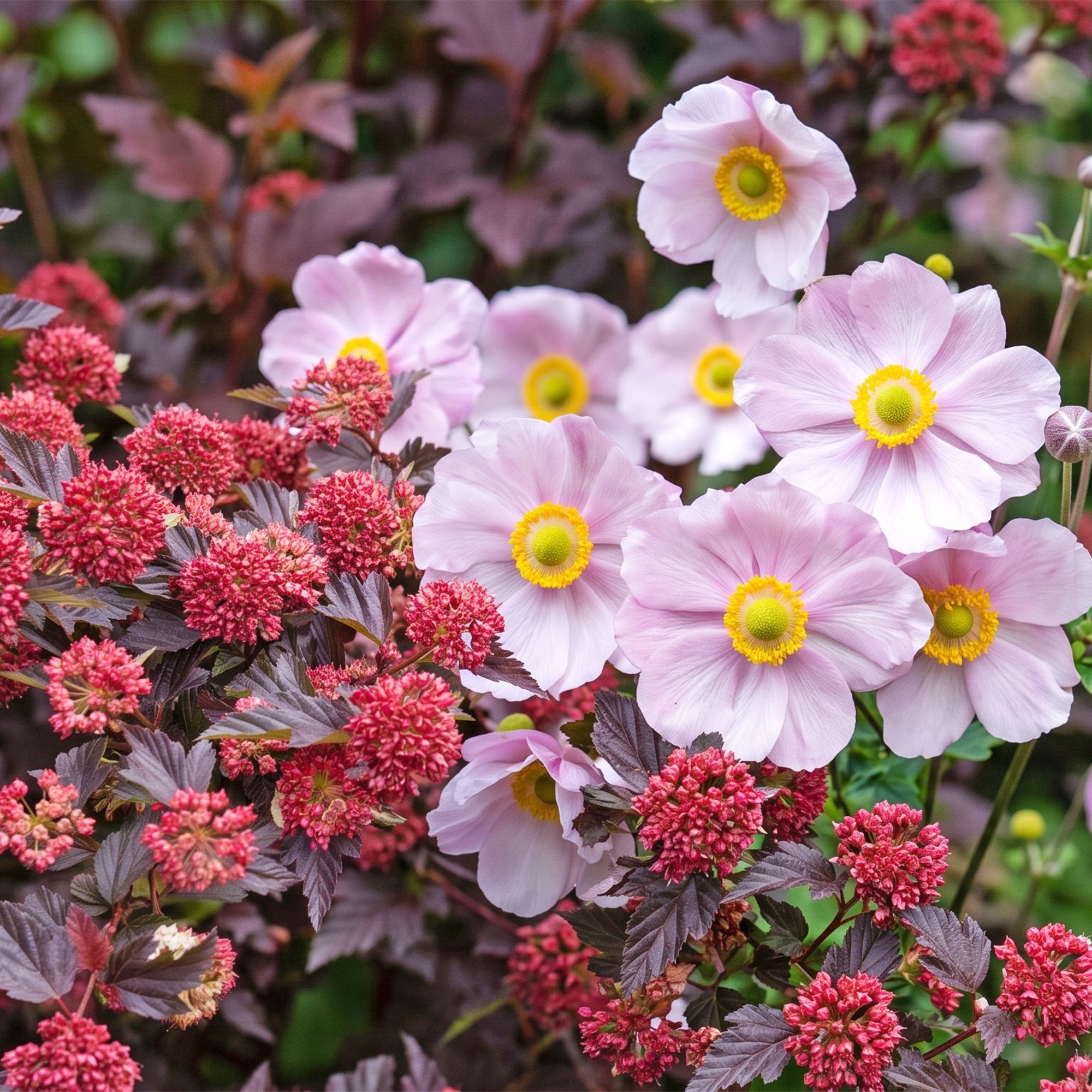 AI edited plant palette showing ninebark and Japanese anemone
