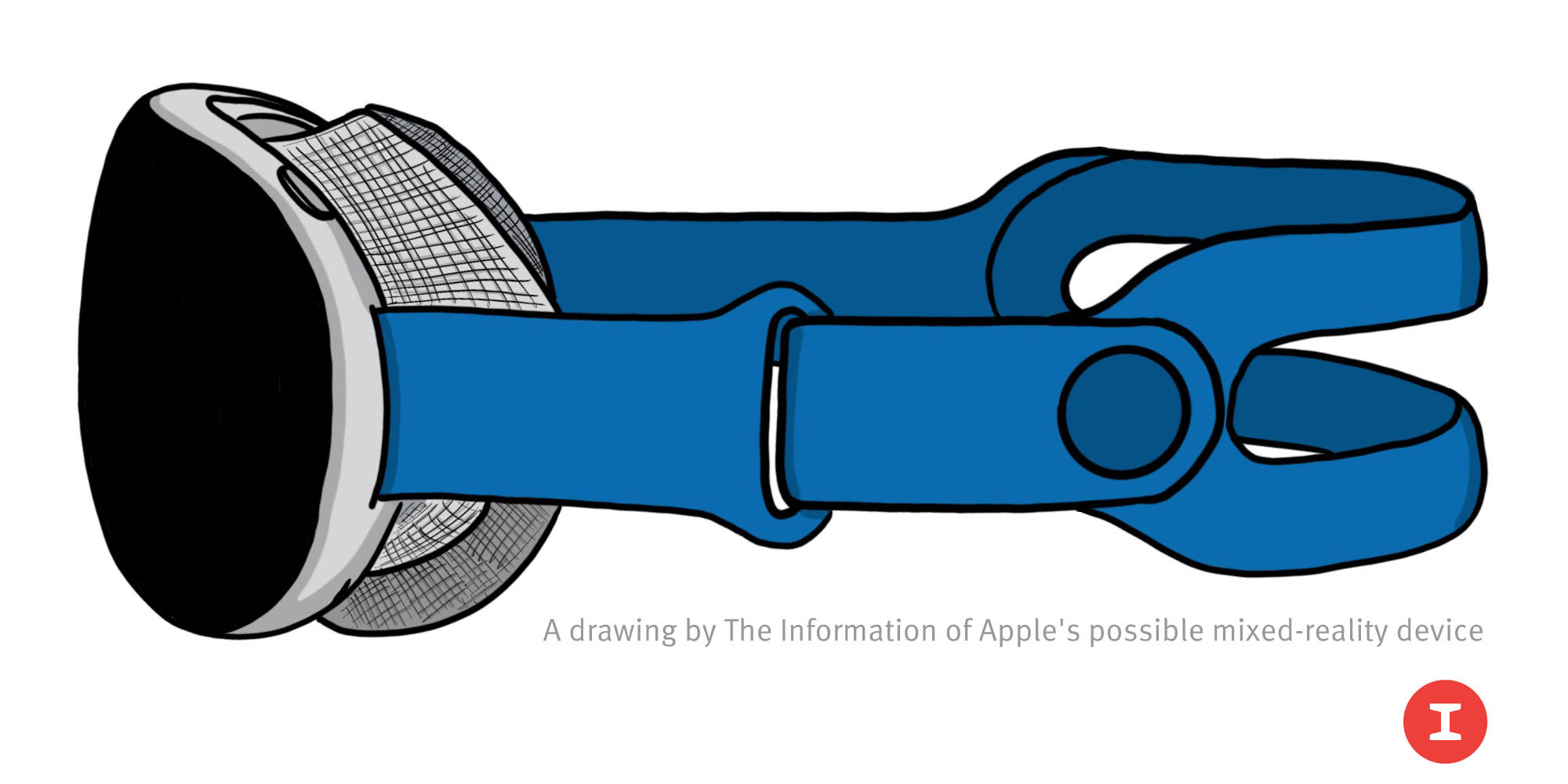 A drawing of Apple's possible mixed-reality device by The Information.