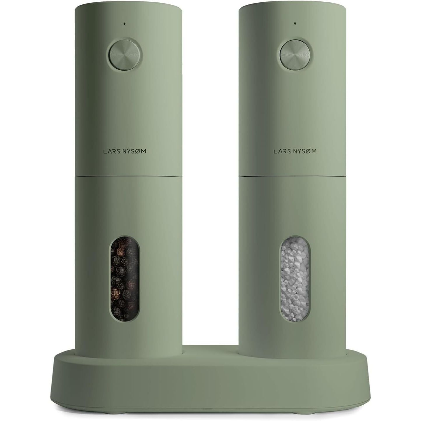 minimalist and electric salt and pepper shaker, sage green