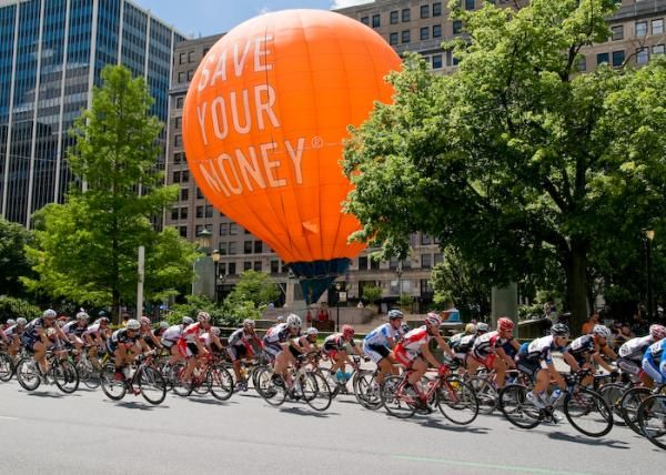One of the race sponsors sends the riders a message.