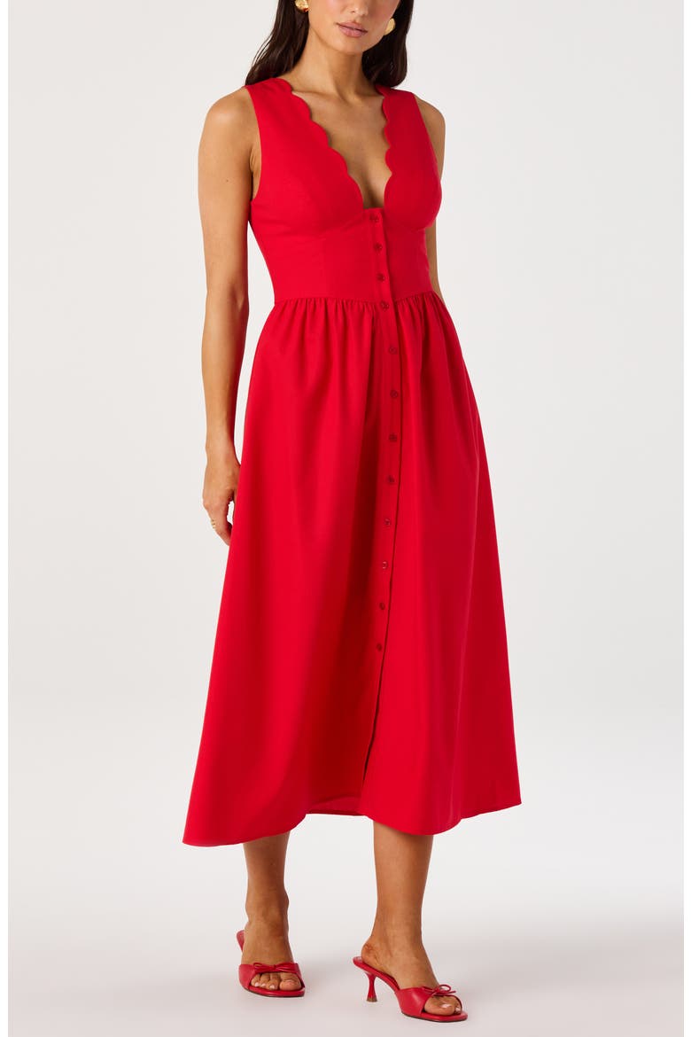 Cory Scallop Neck Sleeveless Midi Shirtdress