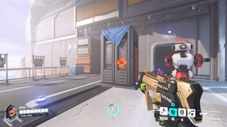 Sombra sees through walls using her Opportunist ability