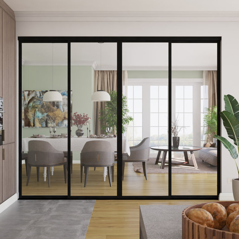 The Sliding Door Company 4 Panel Clear Glass Room Dividers - Sliding Doors - Closet Doors &amp;amp; Reviews | Wayfair