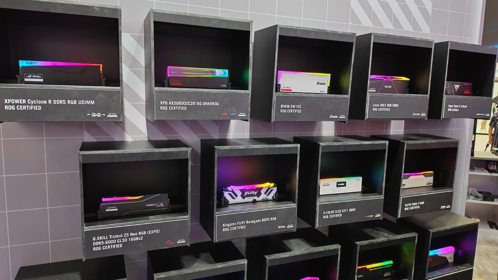 ROG certified RAM kits on display at Computex 2026