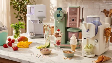 Selection of ice cream makers on a marble countertop