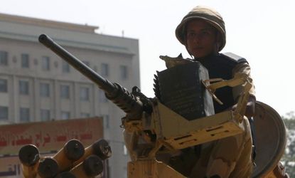 An Egyptian army soldier near Tahrir Square in Cairo on August 19.