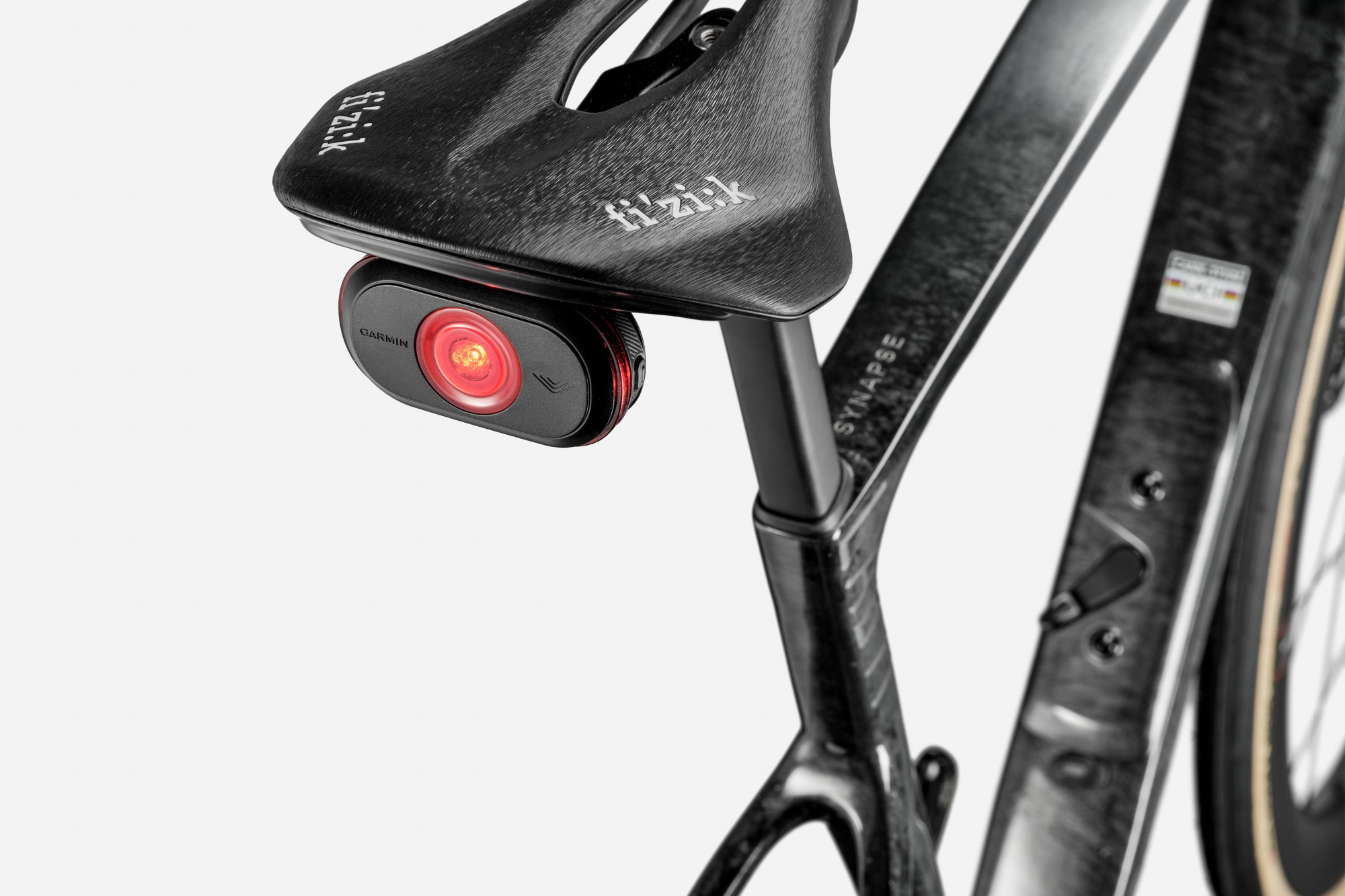 Detail of Cannondale Synapse SmartSense rear light and radar