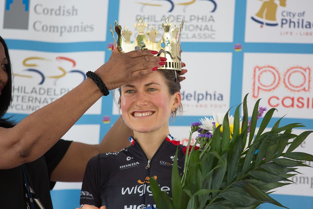 Mara Abbott (Wiggle High5) Team is crowned as the Queen of the Mountains after winning the QOM competition during the Philadelphia International Cycling Classic