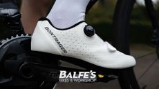 The Bontrager Circuit Cycling shoe and Balfe's Bikes logo