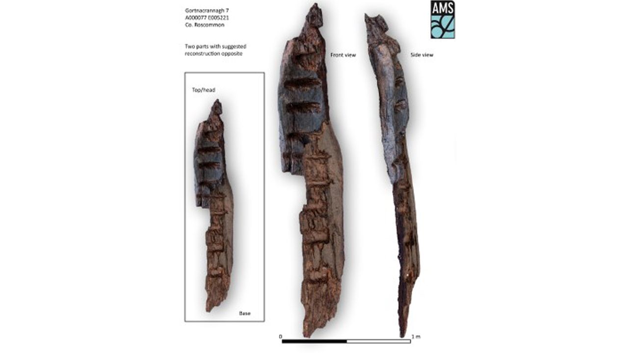 Although about a dozen pagan wooden idols have been found in Ireland, at 8 feet (2.5 m) long this is the largest.