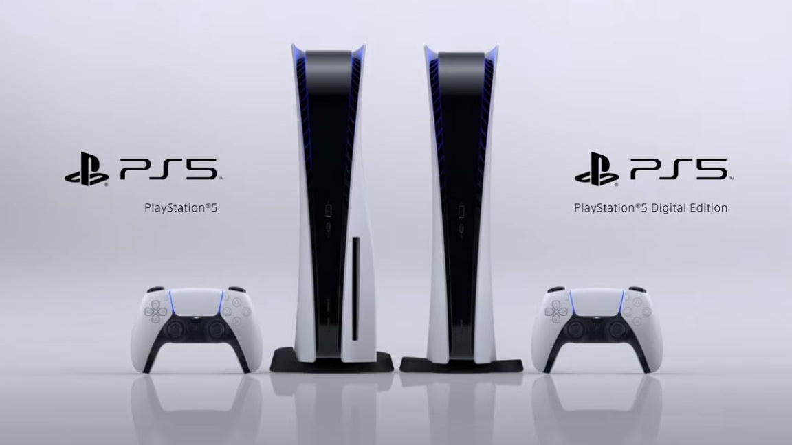 PS5 dan PS5 Edisi Digital berdampingan