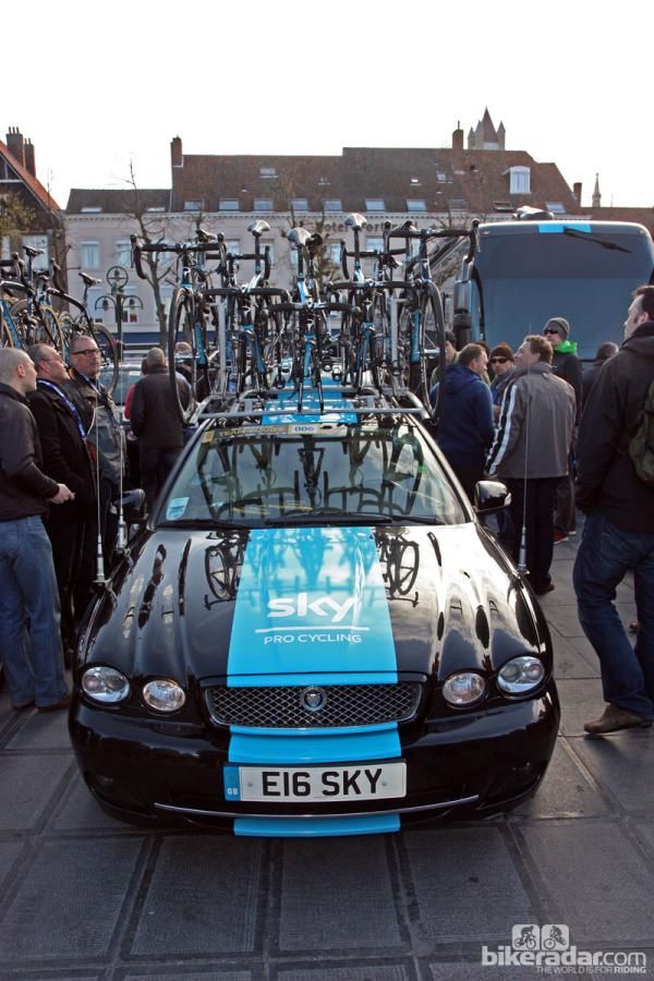 Sky has some of the fanciest cars in the peloton - shame then that one was disabled in a crash during the Ronde van Vlaanderen.