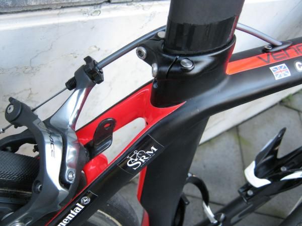 Note the number holder attached behind the rear brake. For Cavendish, 111 will be displayed in Milan-San Remo