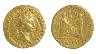 A photograph of two gold coins