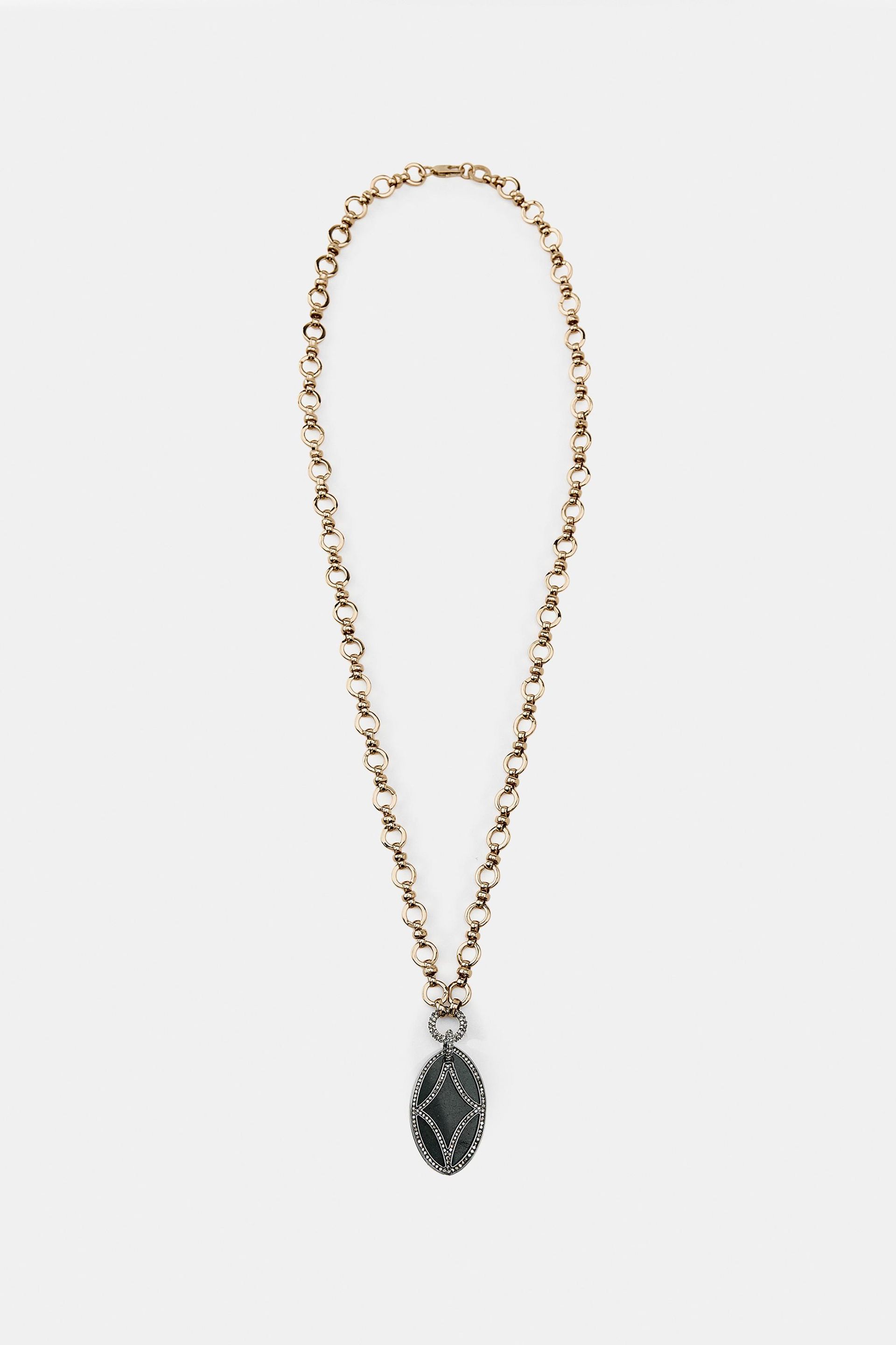 Ring Necklace With Shiny Stone