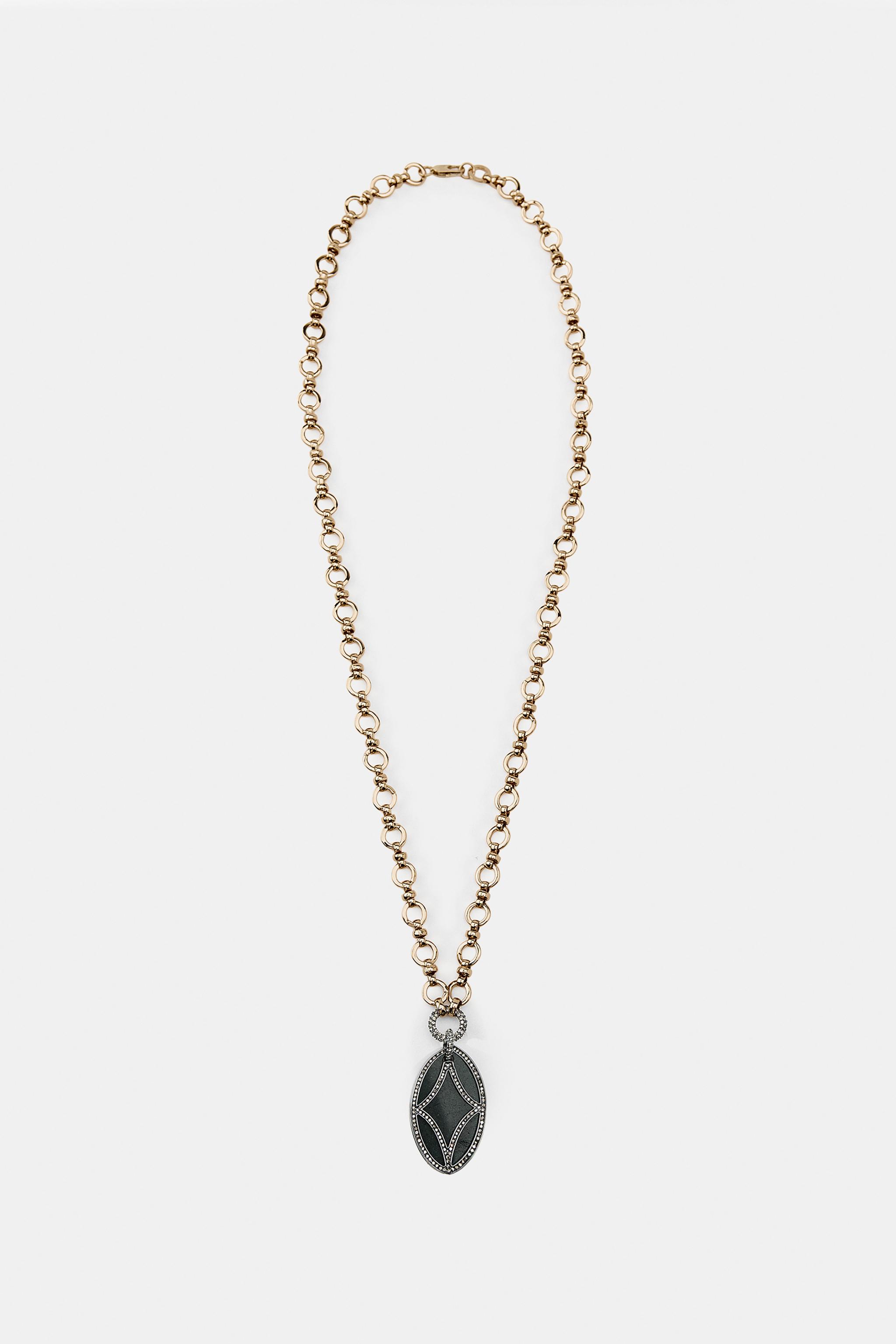 Ring Necklace With Shiny Stone