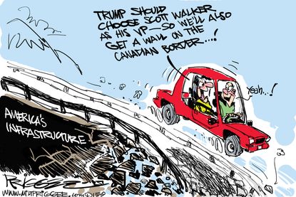 Political cartoon Trump Border Infrastructure