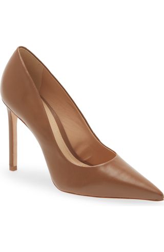 pointy-toe brown pumps